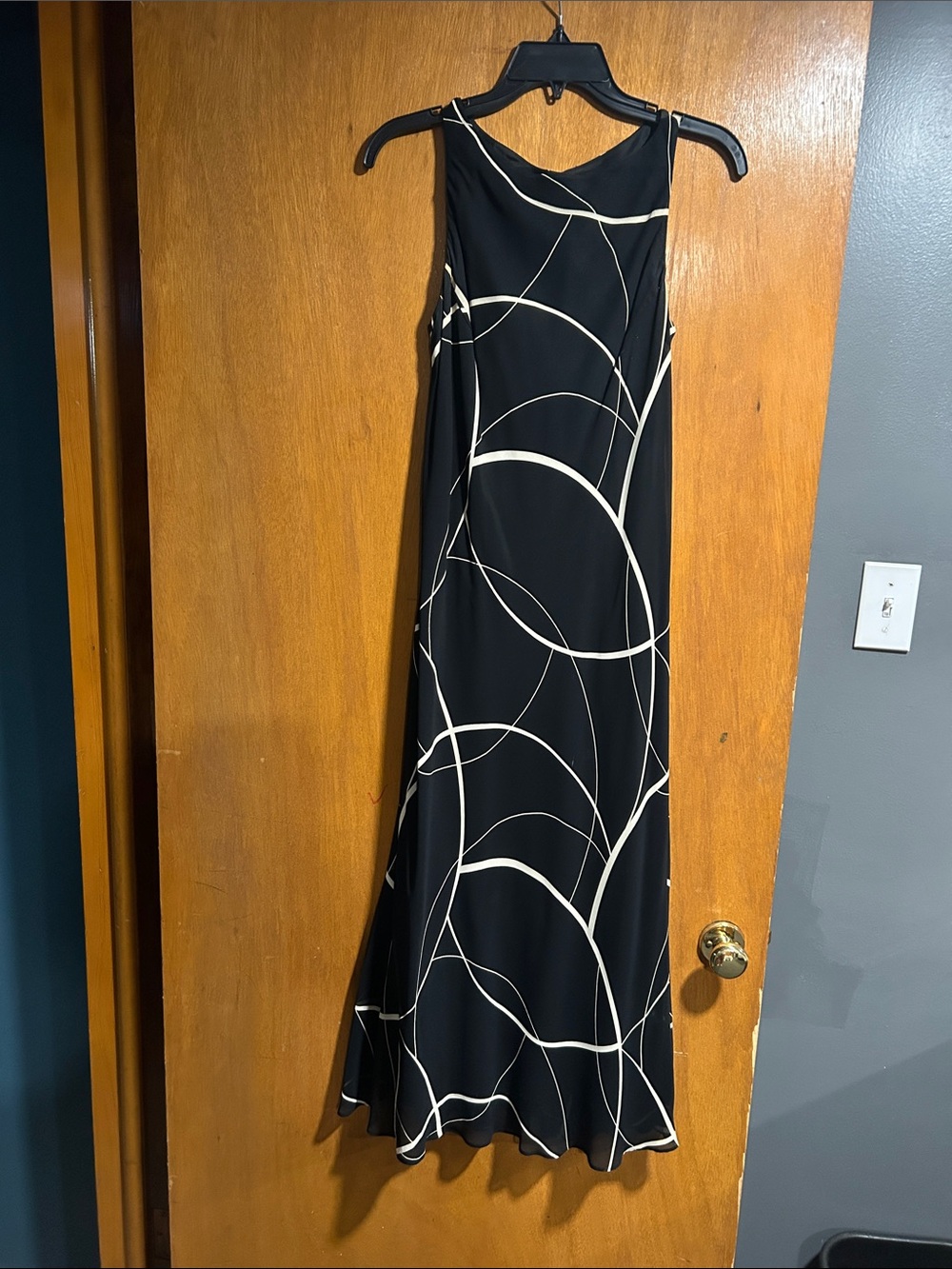 Jones New York Black Maxi Dress with Cream Swirl Print